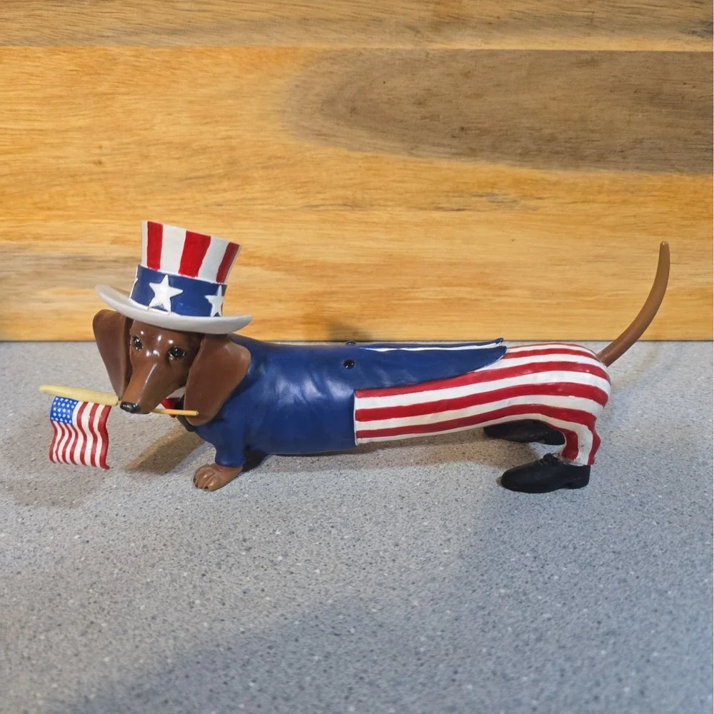 Westland Hot Diggity Dachshund Uncle Sam Patriotic US Flag Long May It Wave16511
